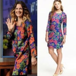 J.Crew Jules Ashbury floral print silk shift dress. Sz.2